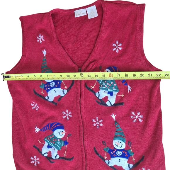 Vintage Bobbie Brooks Christmas Sweater Vest Skiing Snowmen Women's size XL - Picture 14 of 16